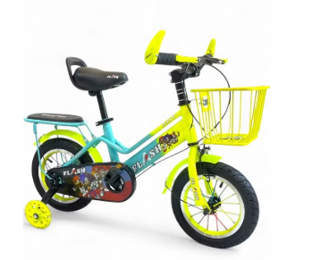 Flash Kids Bike for Boys, Fluorescent Yellow, Size 12, Ages 3 to 5 - Official Agent in Egypt